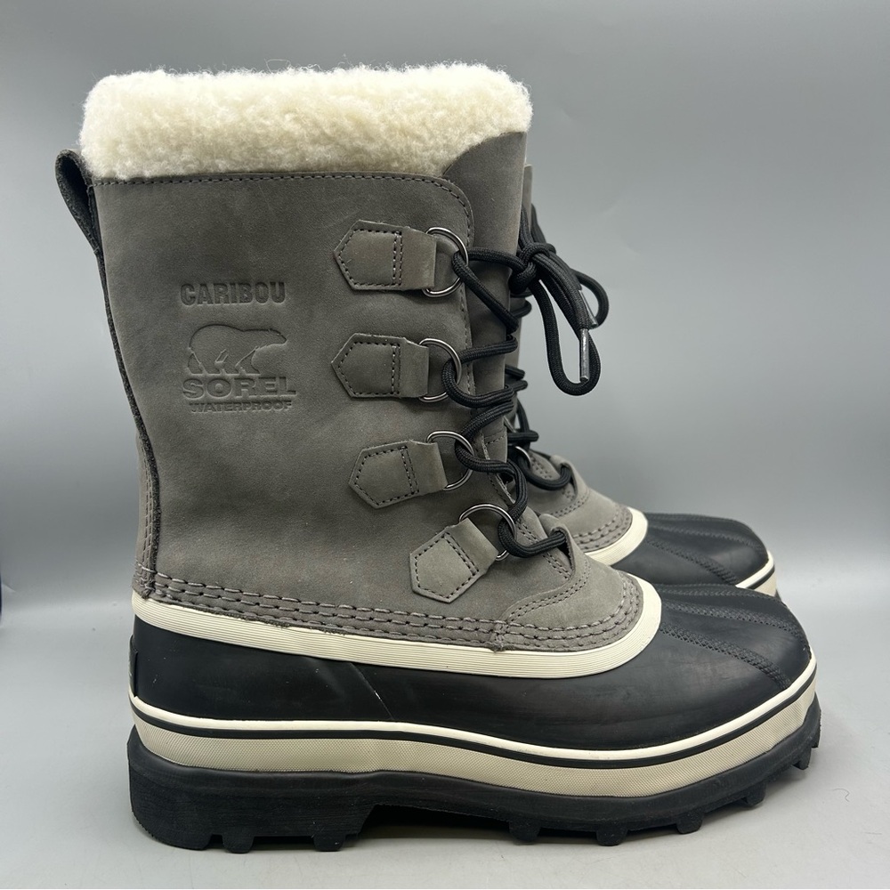 Sorel Caribou Snow Boots Women's Size 9 Gray Waterproof Mid-Calf  NL1005-051
